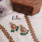 Premium Antique Kemp Peacock Long Haaram with Green Beads Drops LH1928