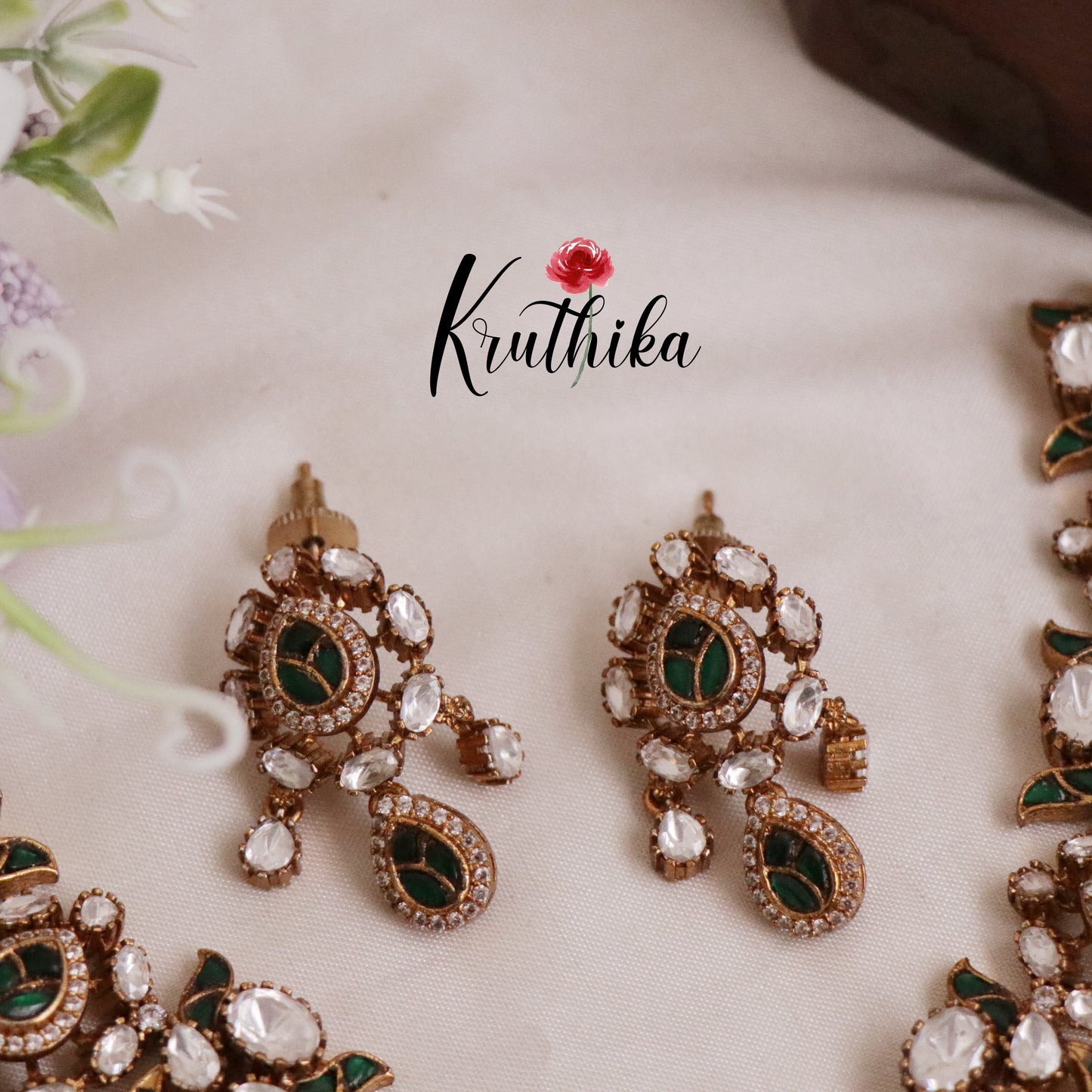 Beautiful Kundan Jadau Stone Chandbalis Design Necklace Set NC2107 (Available in 2 Colours)