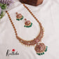 Grand Antique Kemp Pushpika Haaram with Green Beads Drops LH1933