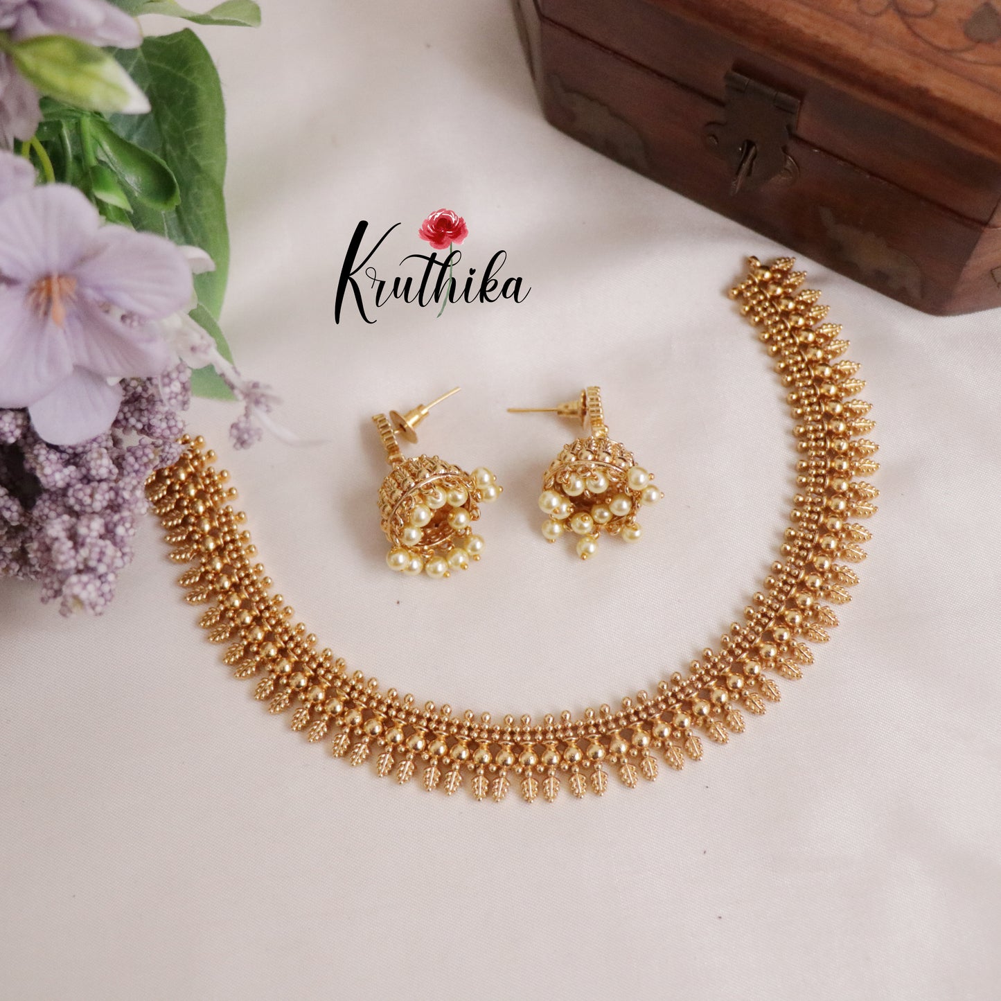Traditional No stone gold replica leaves necklace NC952