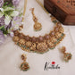 Exclusive Bridal Temple Lakshmi Devi AD Jadau Chocker with Pastel Green Beads NC2111