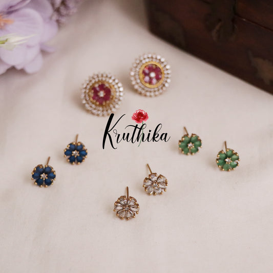 Beautiful Sparkling Floral Radiance Changeable Ear Studs E432