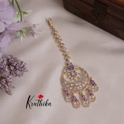 Royal Sparking CZ Blossom with Dewdrop Maang Tikka MT255 (Available in 3 Colours)