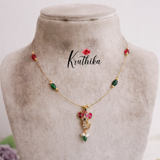 Trendy Ganesha Jadau Pendant Invisible Chain NC2095
