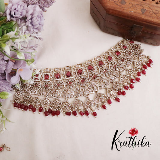 Royal AD/Victorian Necklace with Pair of Earrings & Maang Tikka NC2077(Available in 5 Colours)