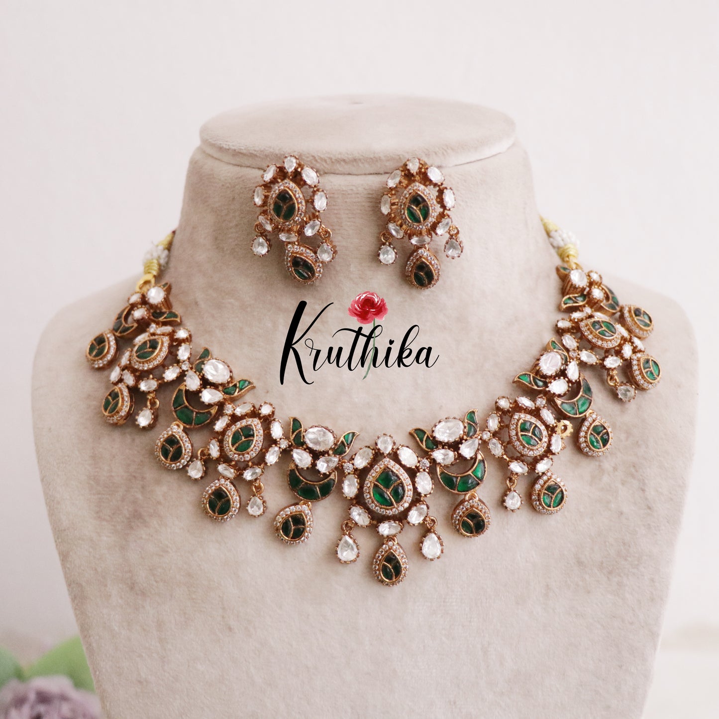 Beautiful Kundan Jadau Stone Chandbalis Design Necklace Set NC2107 (Available in 2 Colours)