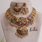 Royal Bridal Antique Lakshmi & Peacock Jadau Necklace with Golden Beads Drops NC2116