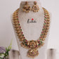 Royal Bridal Antique Lakshmi & Peacock Jadau Haaram with Golden Beads Drops LH1921