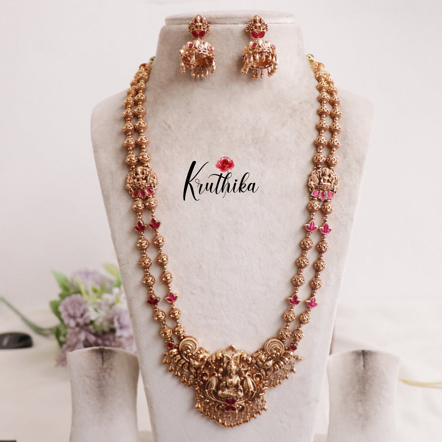 Royal Lakshmi Jadau golden Beads Haaram LH2002