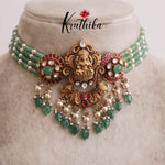Beautiful Lakshmi Peacock Jadau Chocker Beads NC2106 (Available in 2 Colour Beads)