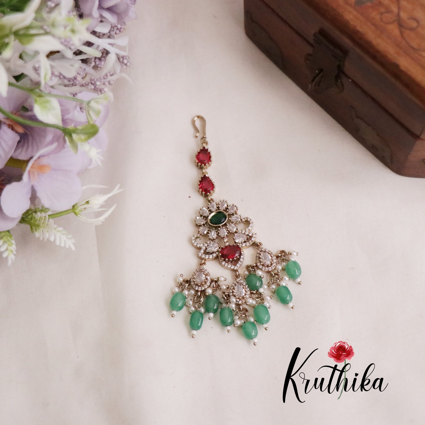 Royal AD/Victorian Necklace with Pair of Earrings & Maang Tikka NC2077(Available in 5 Colours)