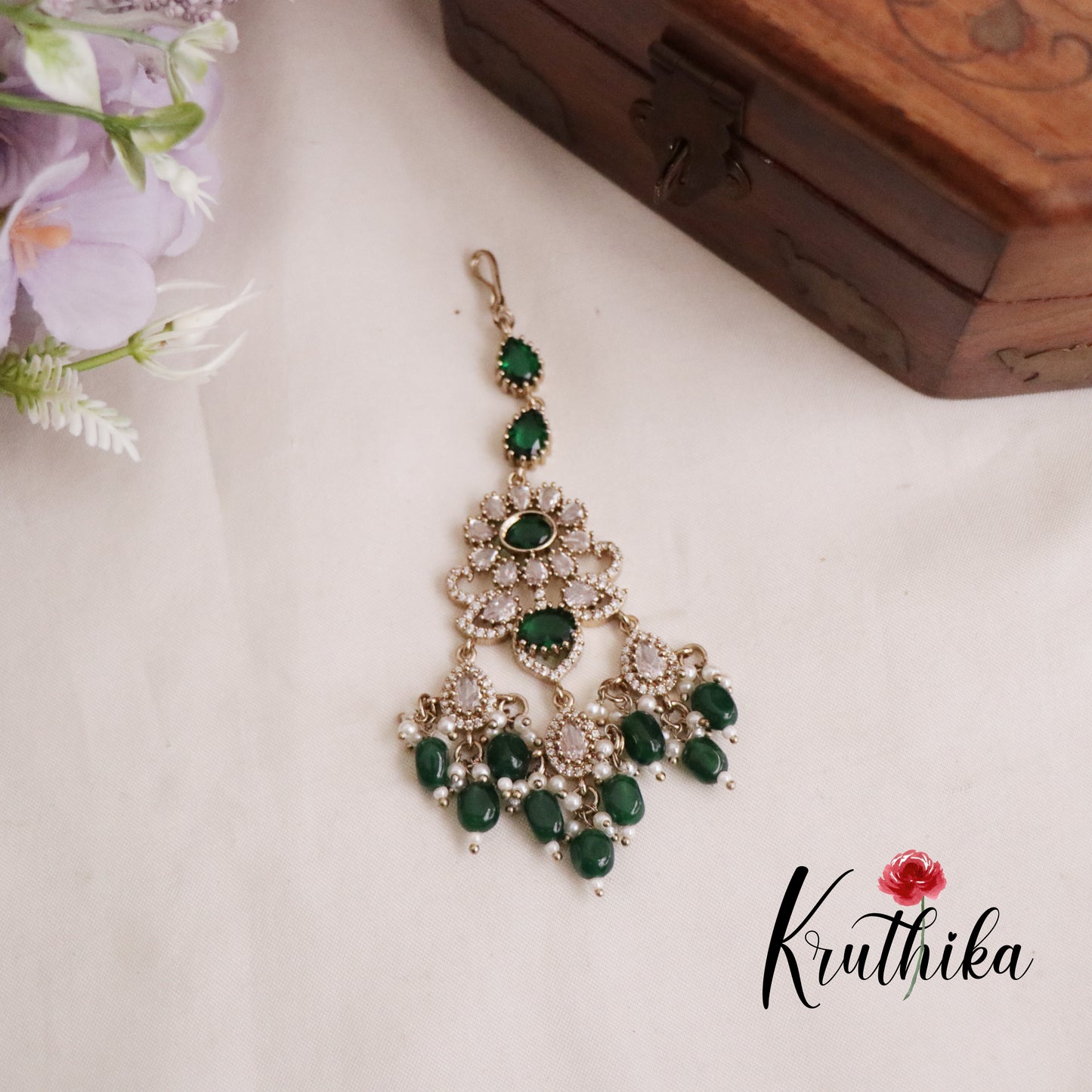 Royal AD/Victorian Necklace with Pair of Earrings & Maang Tikka NC2077(Available in 5 Colours)