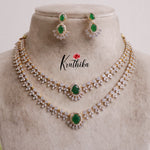 Trendy Sparking Double Layer CZ Necklace Set NC2136 (Available in 4 Colours)