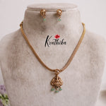 Simple Temple Ganesha and Lakshmi Chain/ Jigani set with Pastel Green Beads NC2159