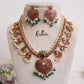 Royal Mayuri Antique Kemp Peacock Necklace with Green Beads drops NC2142