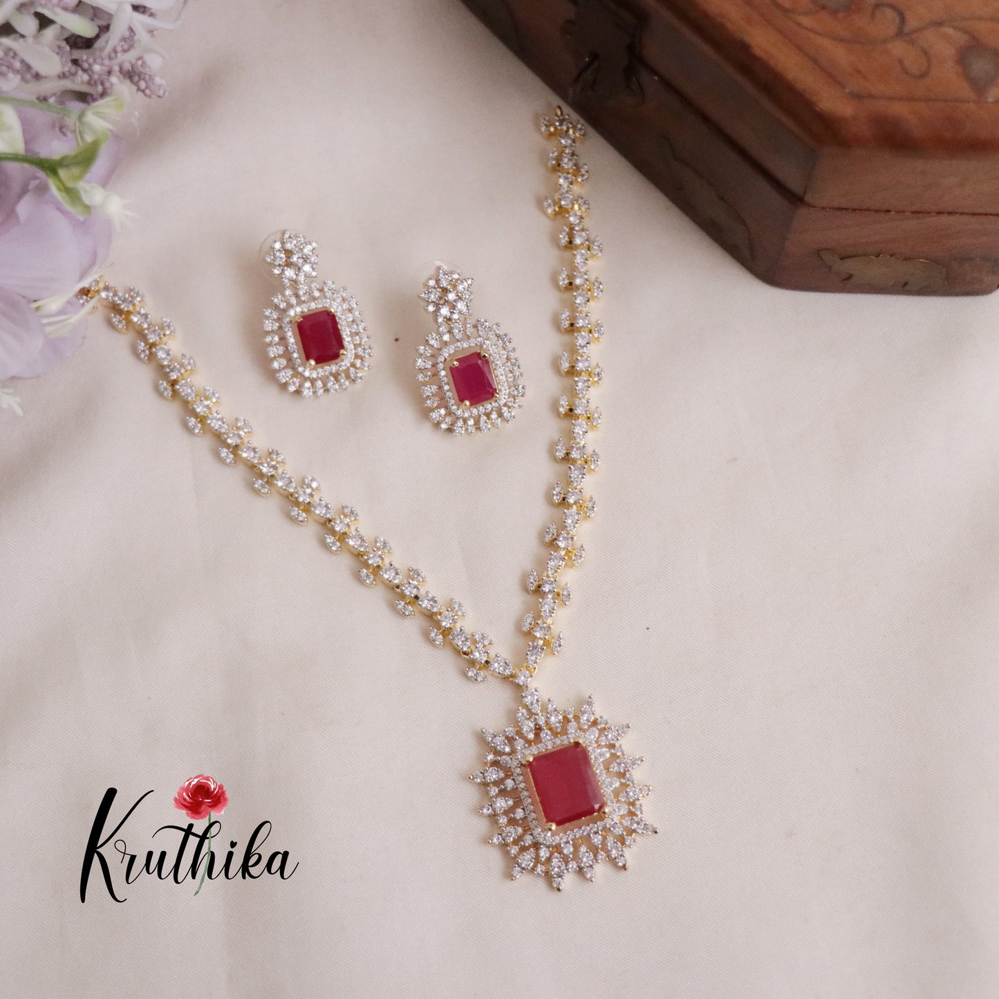 Elegant Sparkling Majesty CZ Necklace Set NC2081 (Available in 3 Colours)