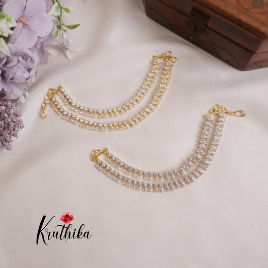Elegant CZ Sparkle Lustre Drop Earchains EC99