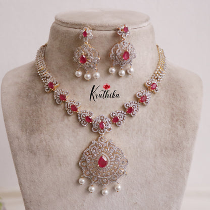 Trendy CZ Sparkling Floral Design with Pearl Drops NC2150(Available in 2 Colors)