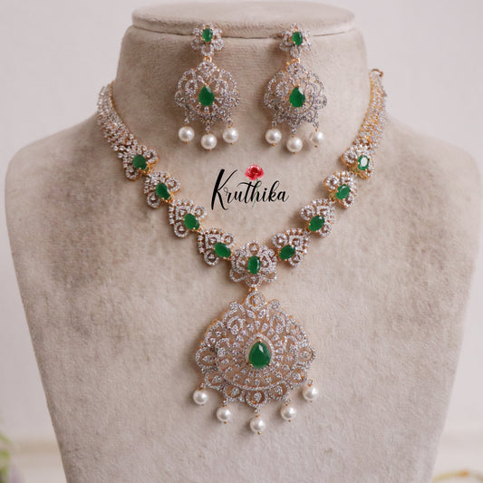 Trendy CZ Sparkling Floral Design with Pearl Drops NC2150(Available in 2 Colors)
