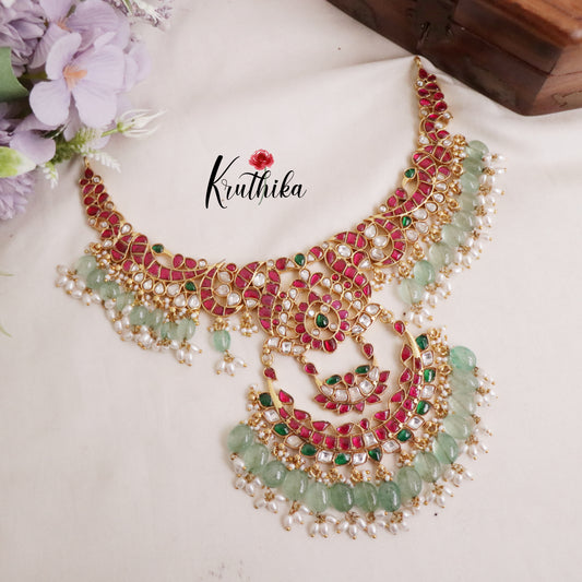 Premium Bridal Liora Antique Jadau Guttapusalu Mid Length Haram NC2115