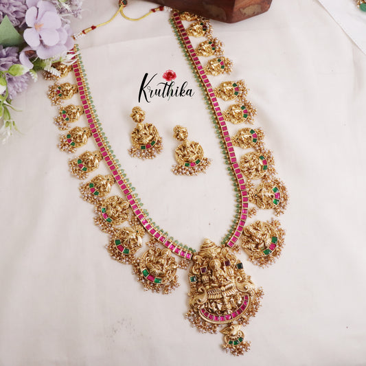 Premium Bridal Antique Jadau Temple Lakshmi Haaram LH1914