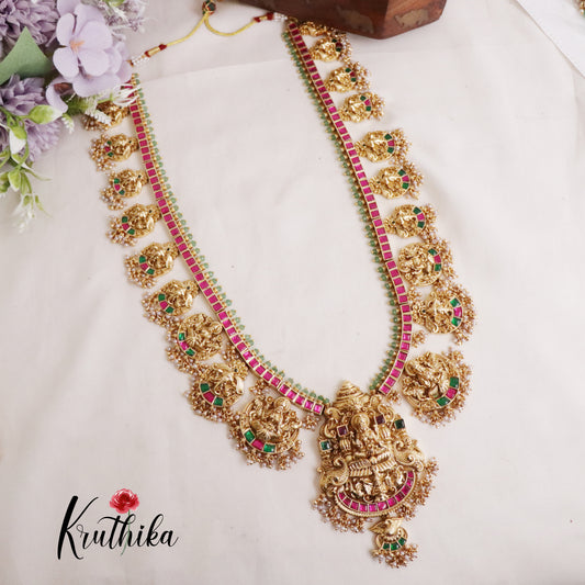 Premium Bridal Antique Jadau Temple Lakshmi Haaram LH1914