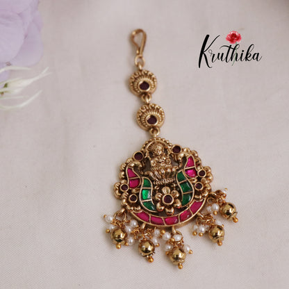 Premium Temple Lakshmi Jadau Maang Tikka MT250 (Available in 2 Colours)