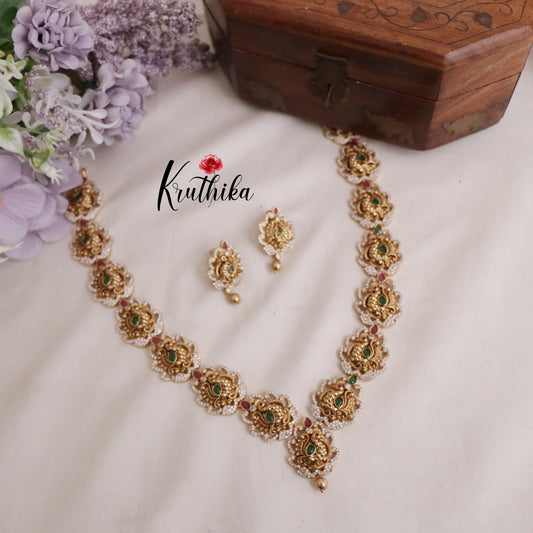 Beautiful Peacock Emerald Ruby Floral Necklace NC2085