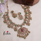 Grand Polki Kundan Bridal Necklace Set with Green and Pearls Beads NC2080