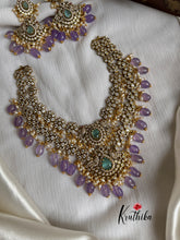 Two Layer Victorian Flower Necklace-with purple Beads NC1173