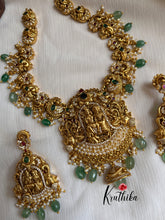 Premium Polish Shiva Parvathi Necklace with Green Beads NC1140