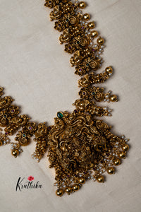 Antique Lakshmi Peacock haaram golden beads LH481
