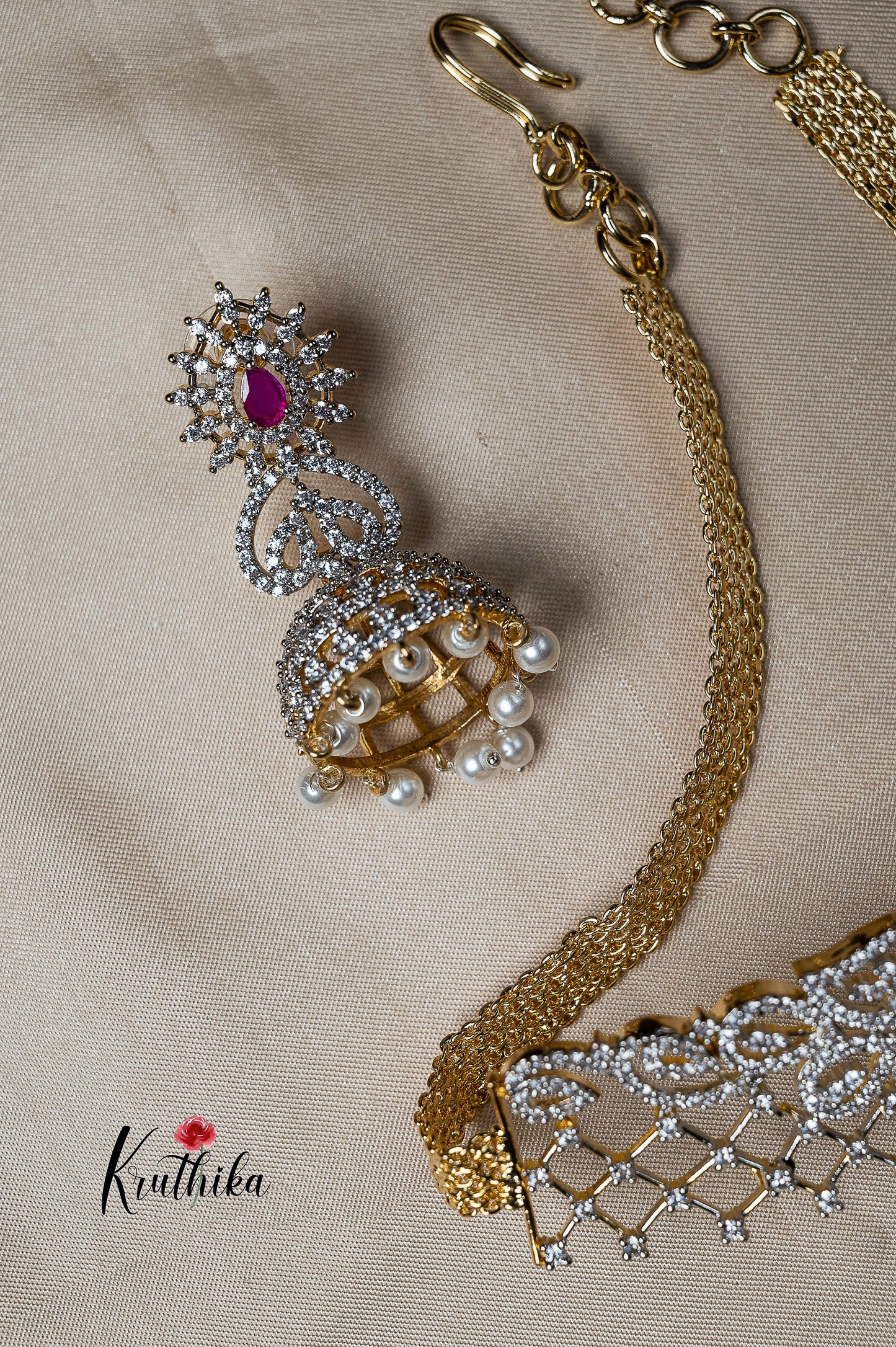 Simple Gold finish CZ choker NC951