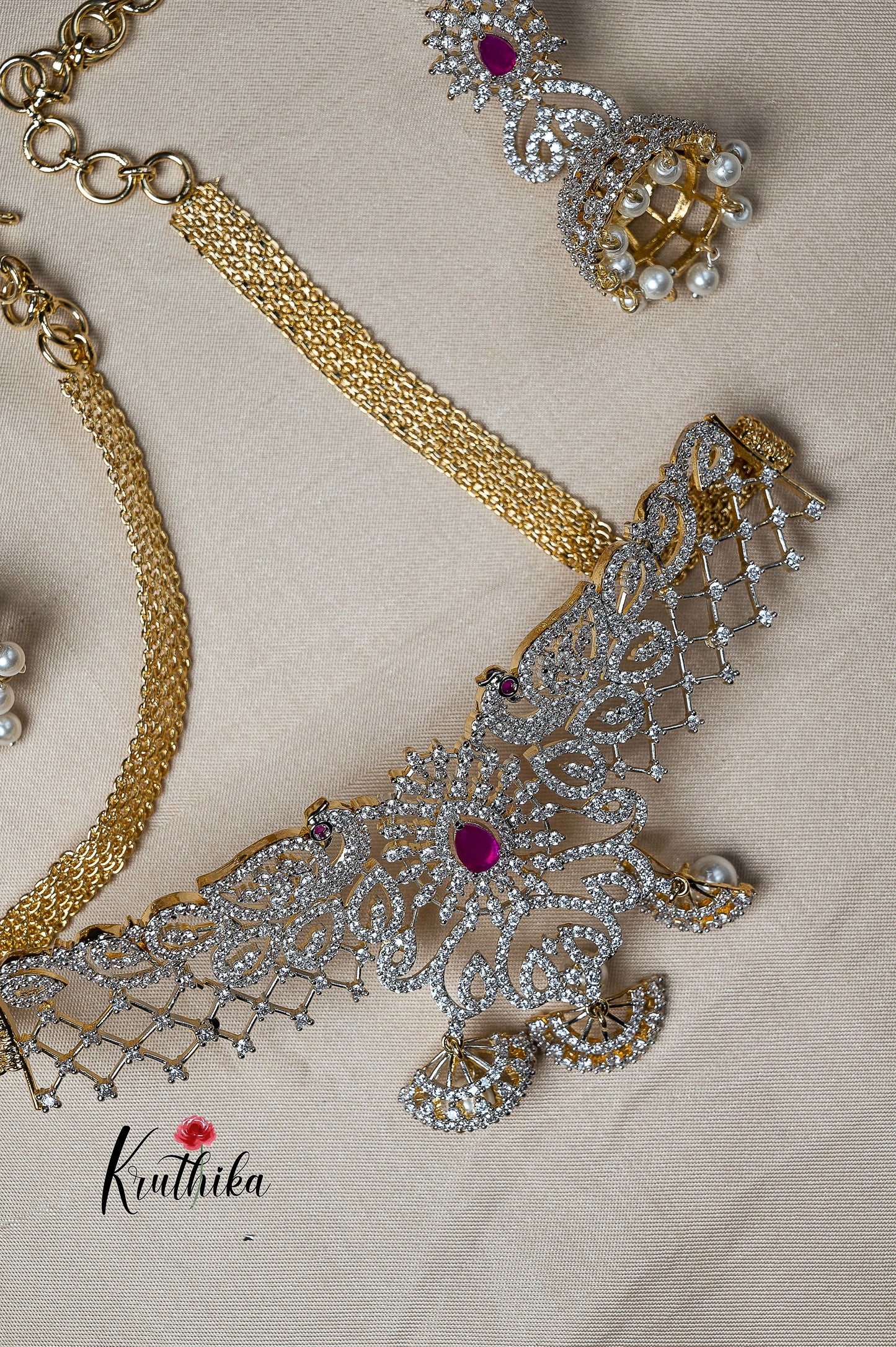 Simple Gold finish CZ choker NC951