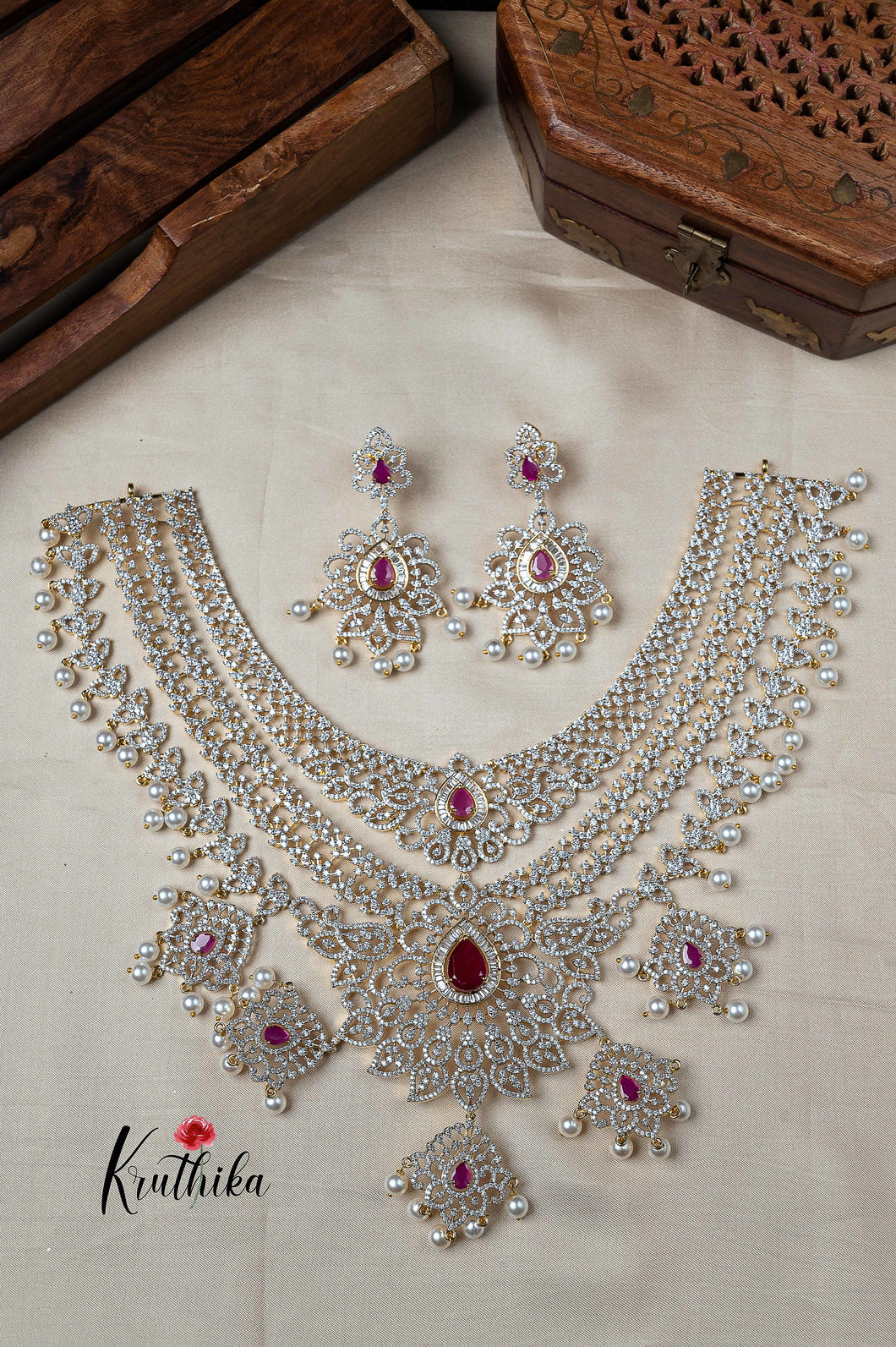 CZ Ruby three layer Bridal haaram LH484