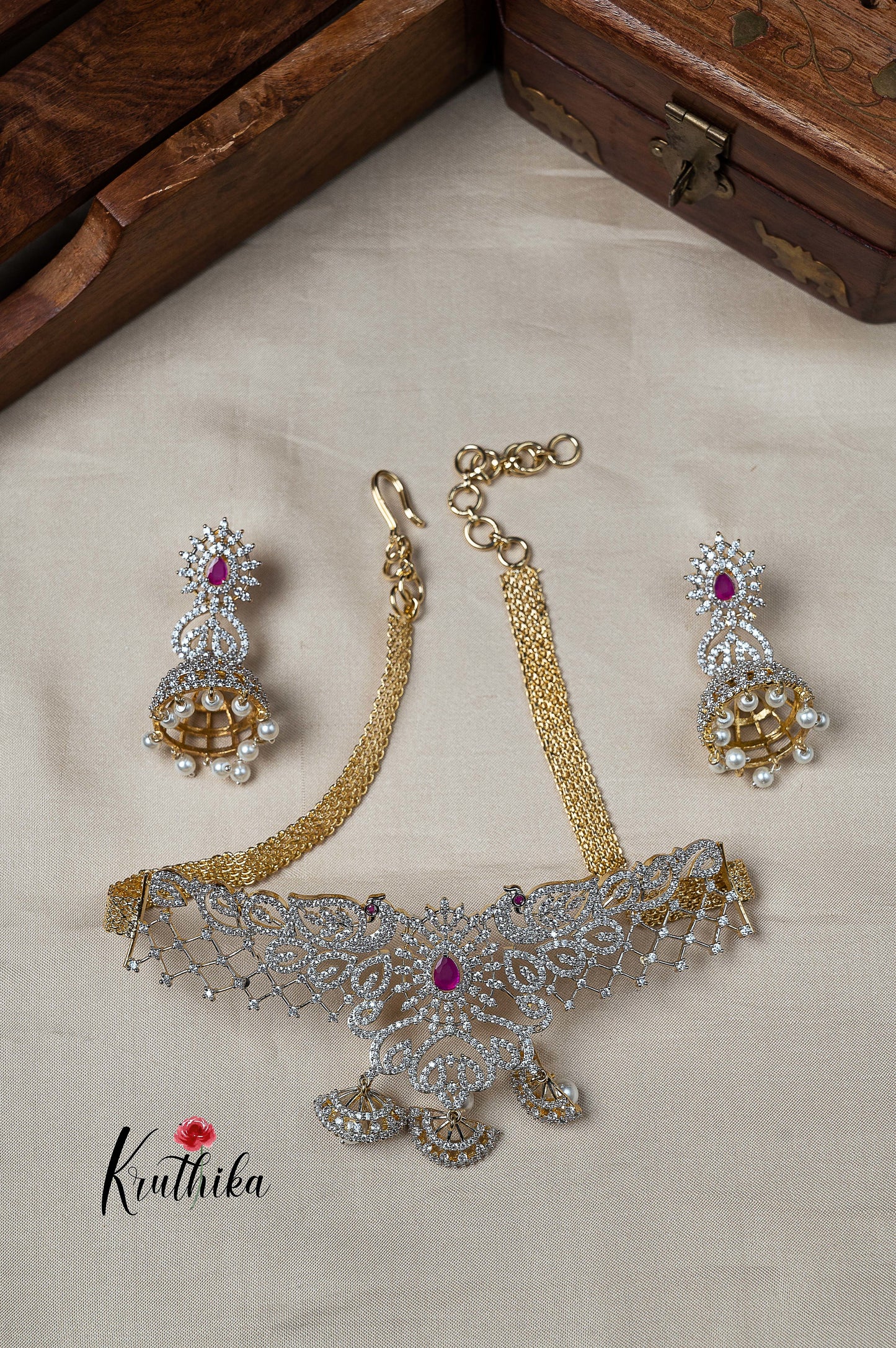 Simple Gold finish CZ choker NC951