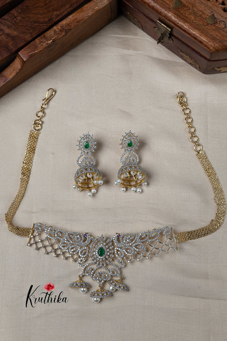Simple Gold finish CZ choker NC951