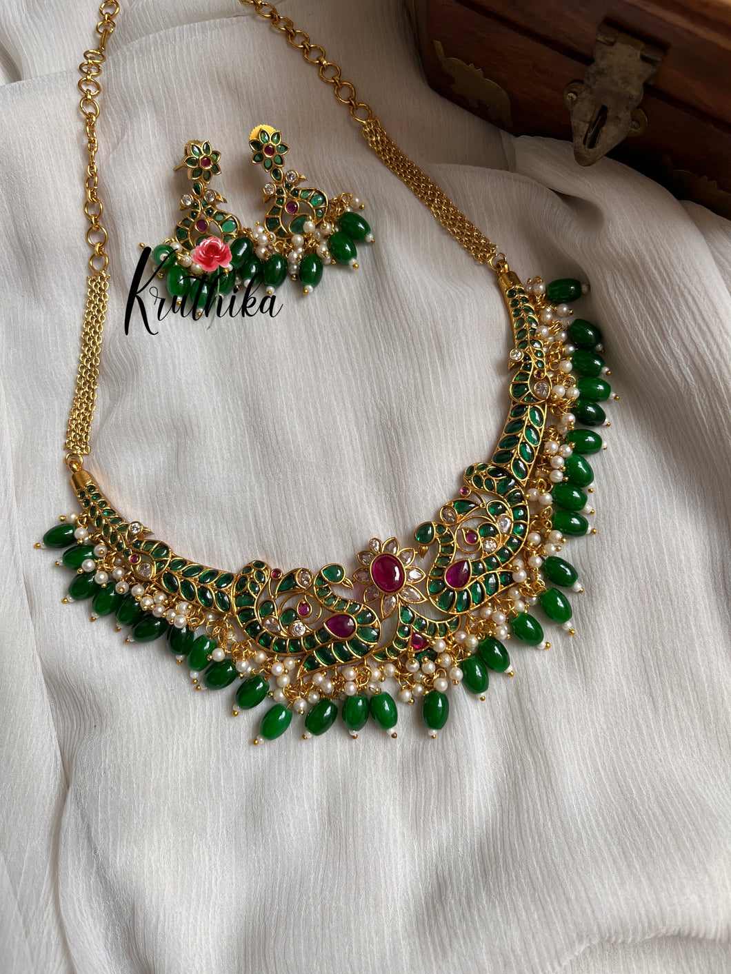 Kempu Chocker Necklace-Emerald NC1167