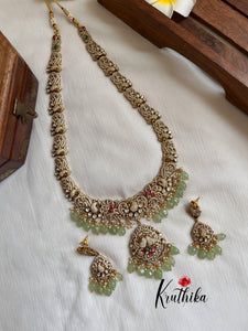 Victoria Peacock Haaram with Green Beads- LH551