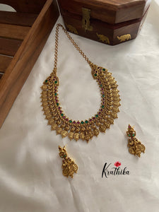 Antique finish kasu peacock necklace NC832