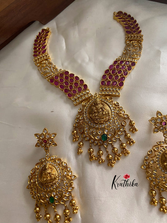 Premium polish Oval Kemp Stones Lakshmi Necklace NC382