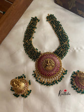Green crystal beads Lakshmi Devi kempu necklace NC834