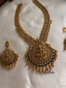 Antique Lakshmi Devi CZ flower patterned necklace NC843