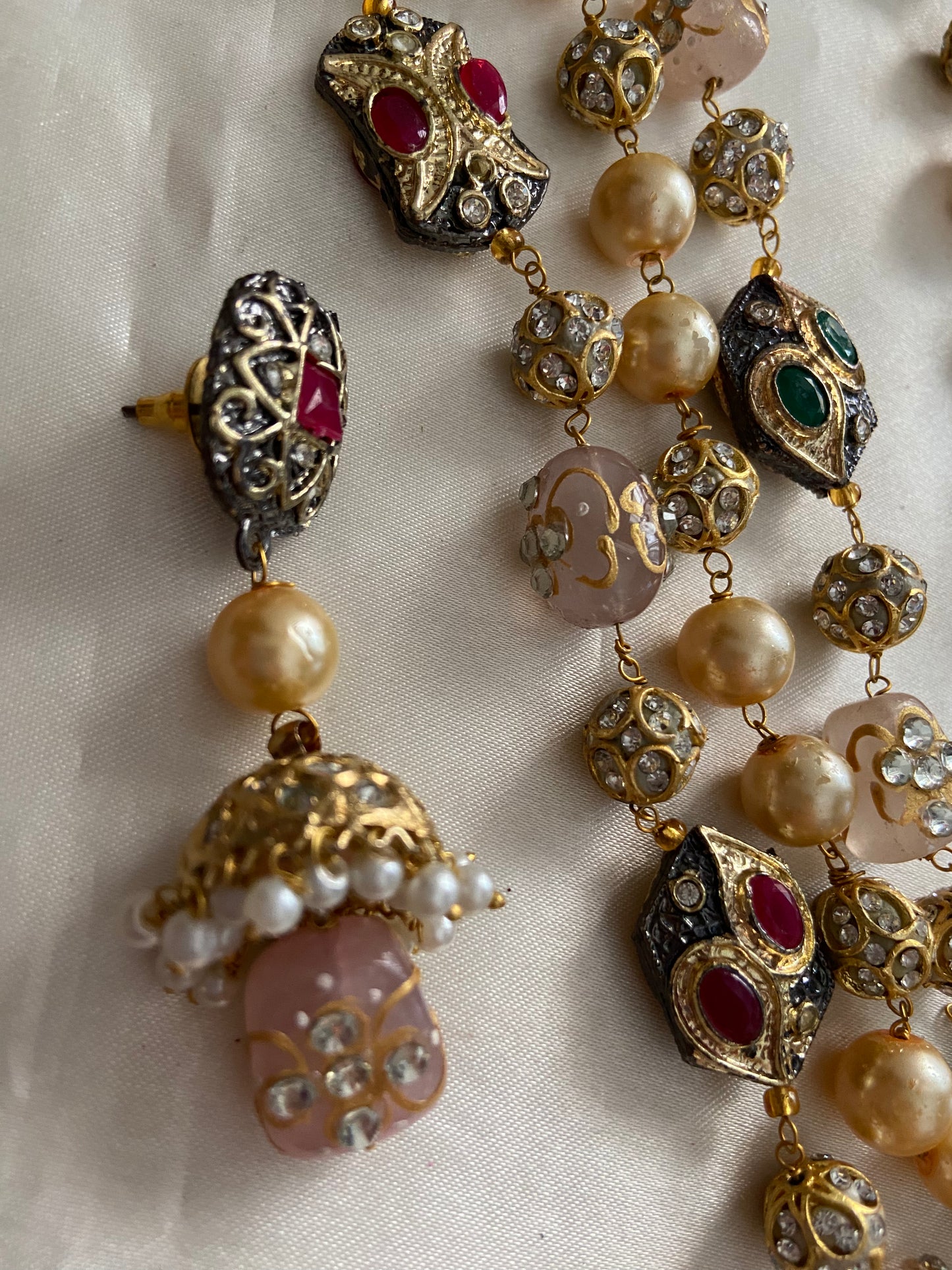 3 lines beads Haaram with earrings LH446 (colors available)