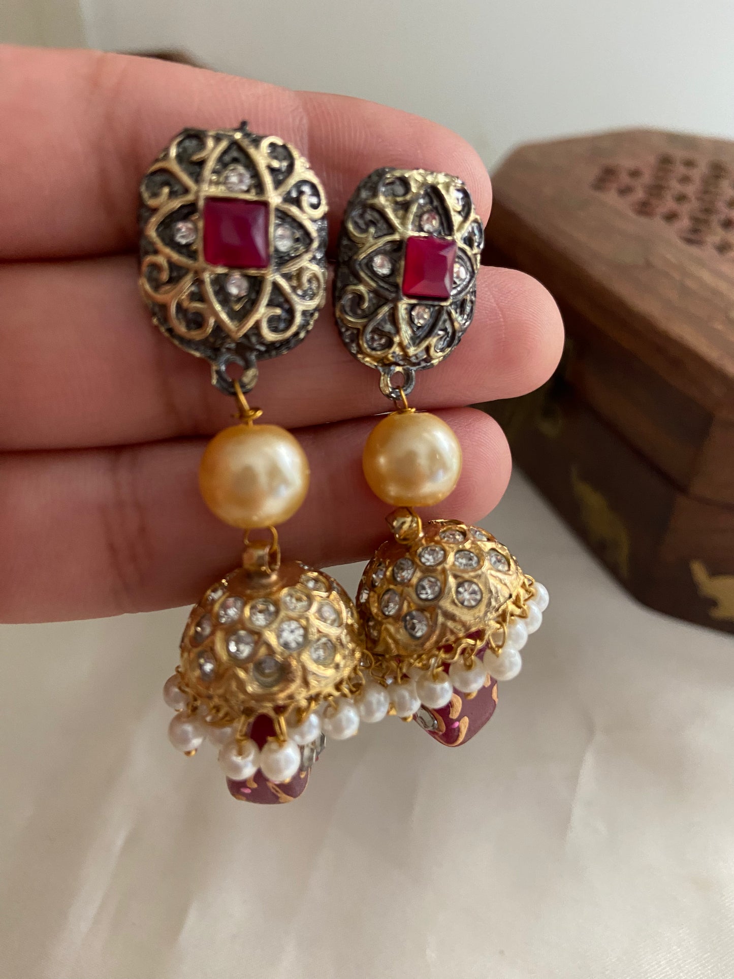 3 lines beads Haaram with earrings LH446 (colors available)