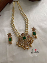 Pearls maala with AD square pendant NC876