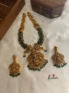 Green crystal beads Lakshmi Devi haaram LH435
