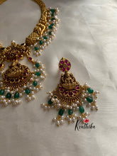 Premium kemp Lakshmi Devi pipe green beads necklace NC809