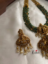 Green crystal beads Lakshmi Devi peacock haaram LH438