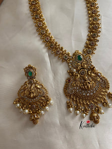 Antique finish Emerald CZ Lakshmi Devi necklace NC822